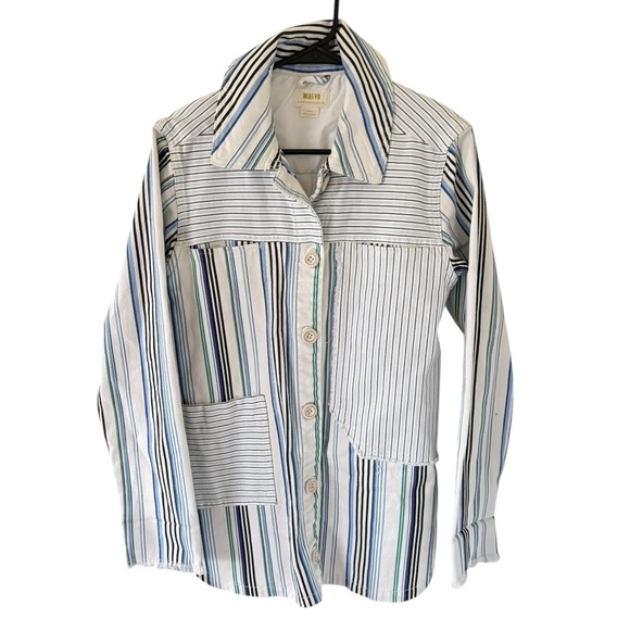 Anthropologie Maeve Multicolor Striped Shirt Jacket - Picture 6 of 7